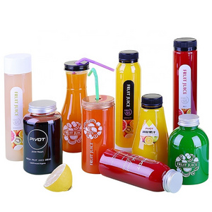 Factory OEM/ODM 350ml 600ml PET juice liquid packaging bottle plastic water drink beverage bottle with cap