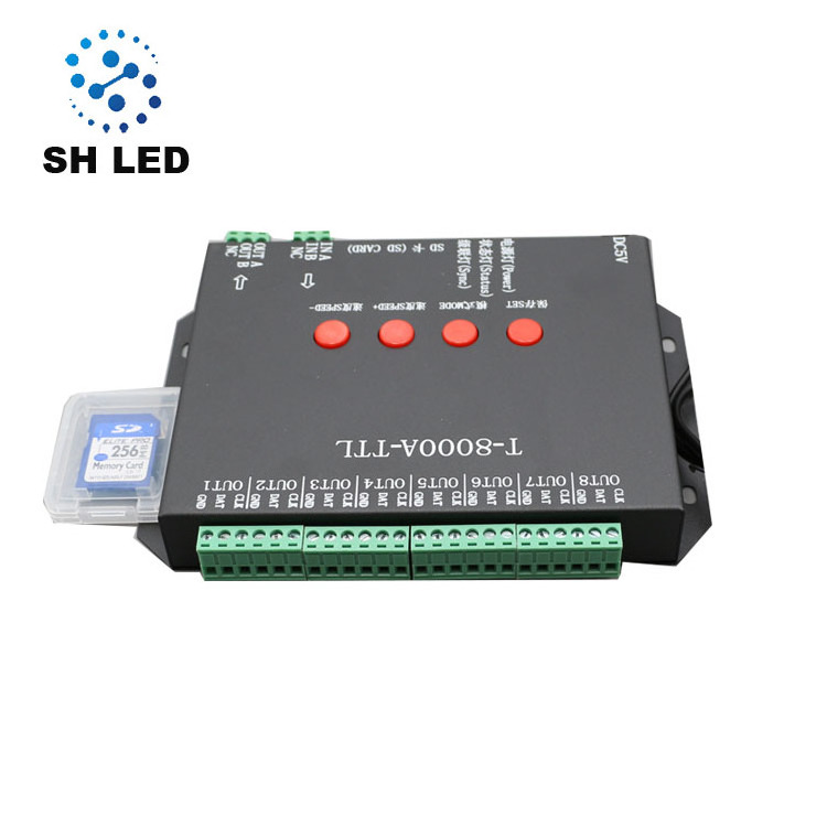 Custom professional 8 port output dmx SD card led rgb pixel controller t8000 for lighting project