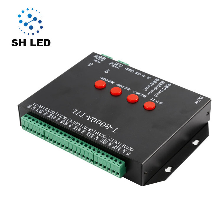 Custom professional 8 port output dmx SD card led rgb pixel controller t8000 for lighting project