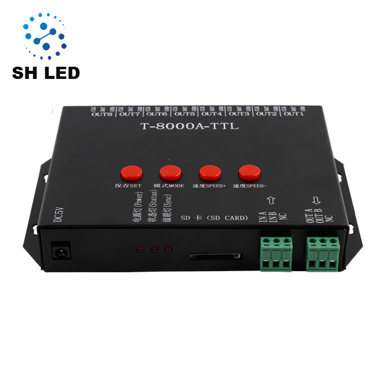 Custom professional 8 port output dmx SD card led rgb pixel controller t8000 for lighting project