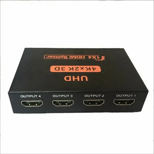 Full HD 4Kx2K HDTV 1 in 4 out HDTV Splitter 1x4 Splitter with AC Adaptor Duplicate/Mirror Screen Support 2160P 3D Audio