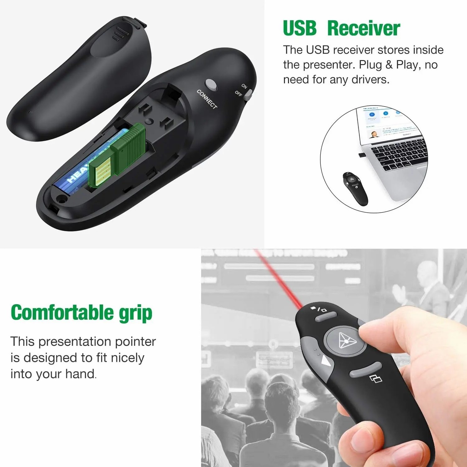 2.4 Ghz Wireless Presenter Pen Powerpoint PPT Presentation  RF Remote Control Red Laser Pointers USB Pen