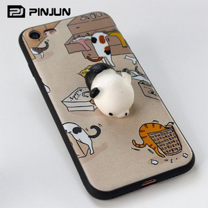 3d Sablimation mobile cases squeeze squishy cat panda silicon rubber phone case for iphone 7/ 7 plus / 6s