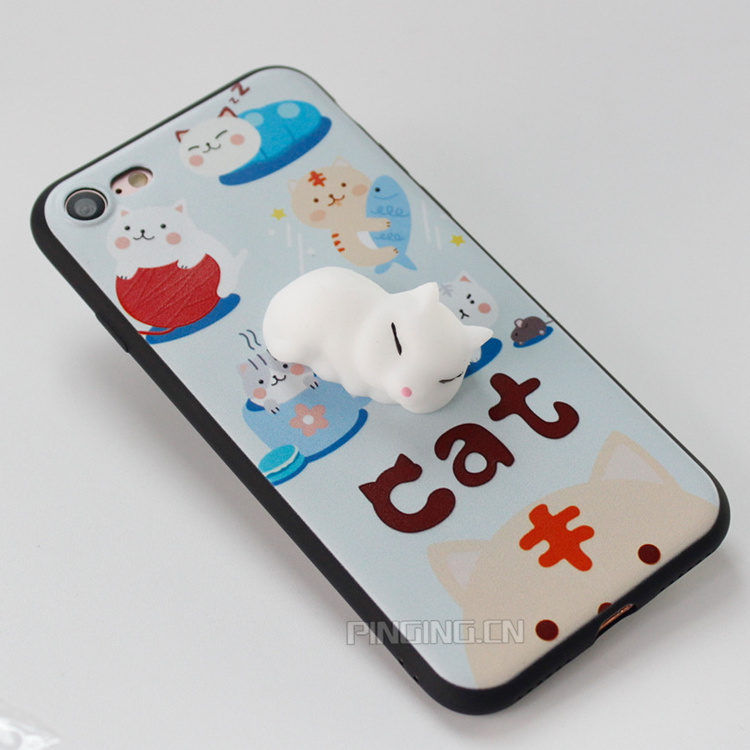 3d Sablimation mobile cases squeeze squishy cat panda silicon rubber phone case for iphone 7/ 7 plus / 6s