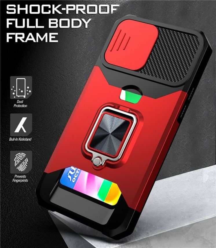 Hybrid Card Slot Ring Holder Kickstand Back Cover Slide PC Lens Protective Phone Case For Xiaomi Black Shark 4S