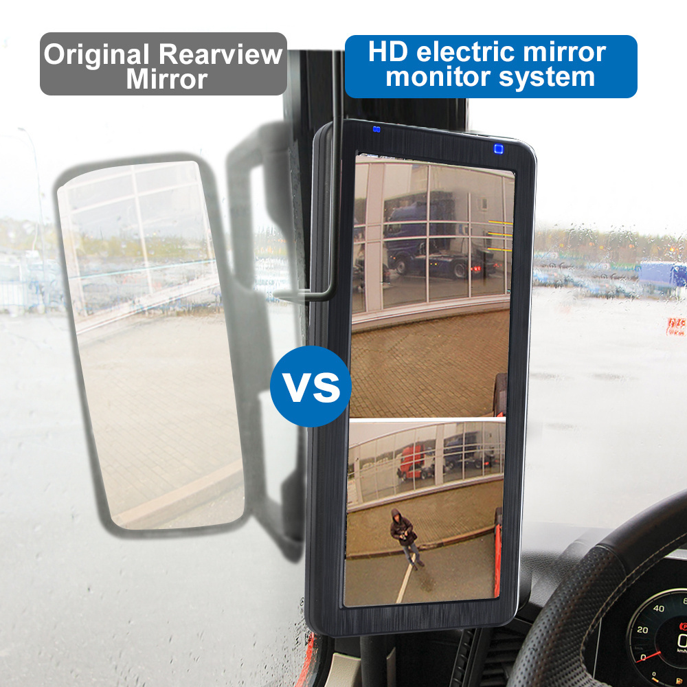 PJAUTO Truck Side Mirror Camera Monitor Blind Zone Reverse Monitoring HD Dual Lens Camera Dual View Monitor