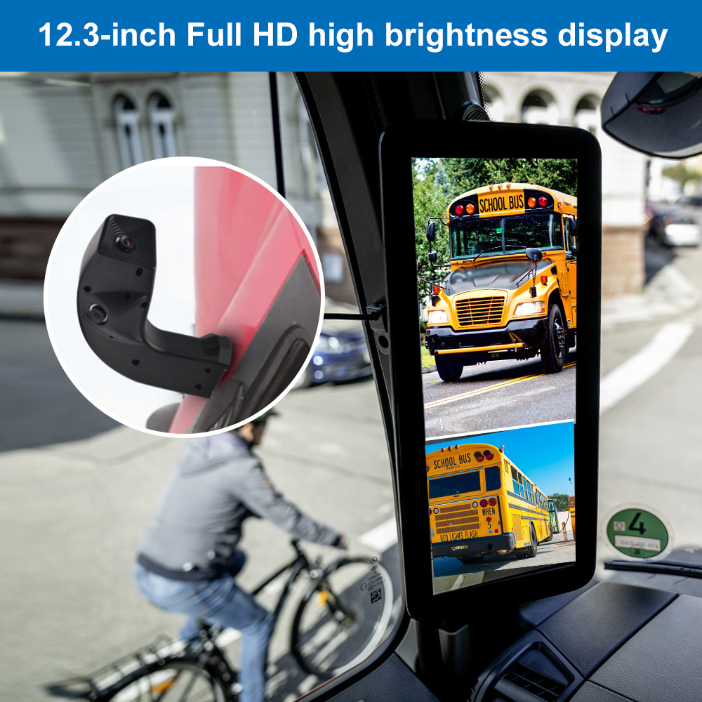 PJAUTO Truck Side Mirror Camera Monitor Blind Zone Reverse Monitoring HD Dual Lens Camera Dual View Monitor