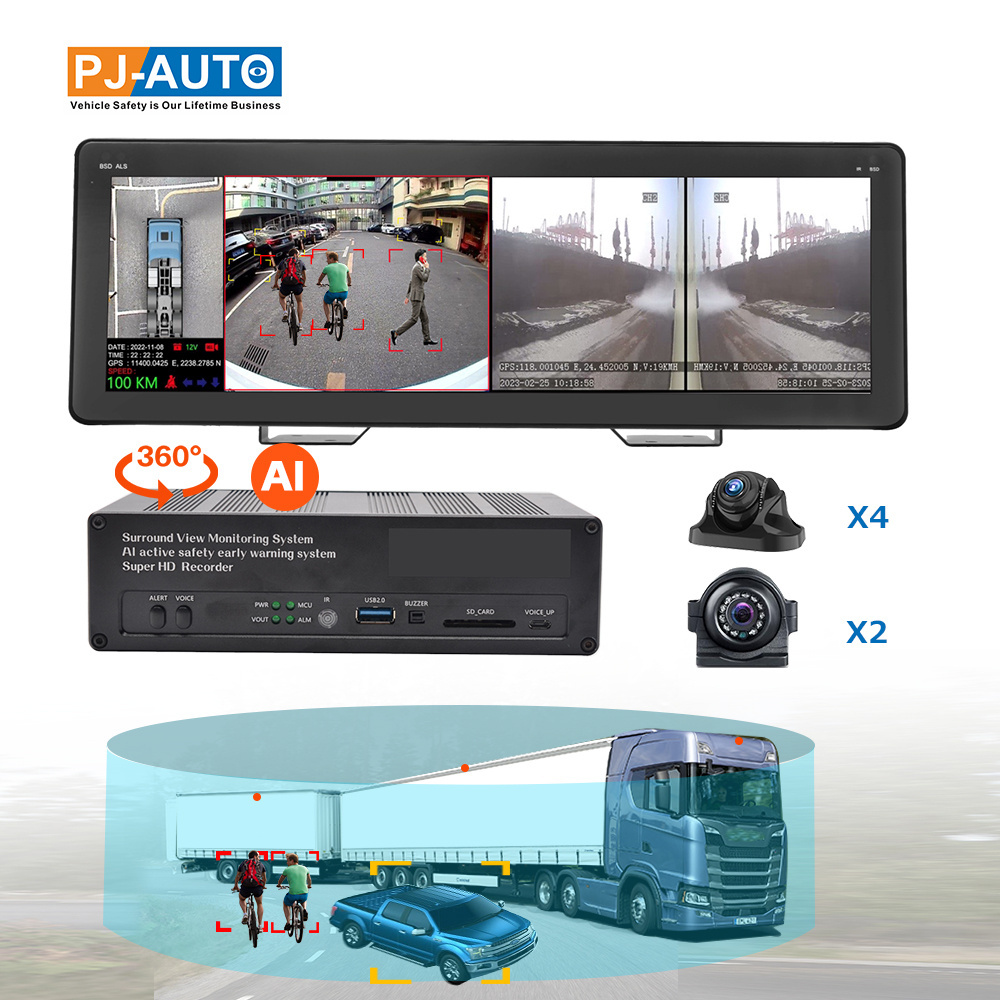 HD 4-6CH 6 Cameras 3D 360 Degree AVM Surround Bird View Panorama Vehicle Truck Bus Car Camera AI System for Truck RV Bus Camper