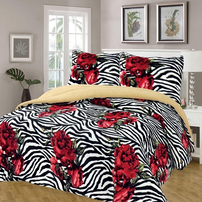 SMILING HOME Logo Home Textile Luxury Bedding Sets Comforter Sets Mumbai Leopard Purple Printing Borrego Sets