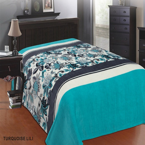 Fleece Blankets King Queen Twin Size Turquoise Color Polyester Sublimation 220gsm Flannel Blanket