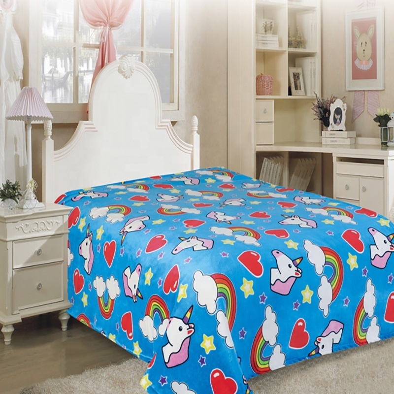 Wholesale Cartoon Children Kids Unicorn Bedding Blanket Twin Size Girls Throw Travel Blankets