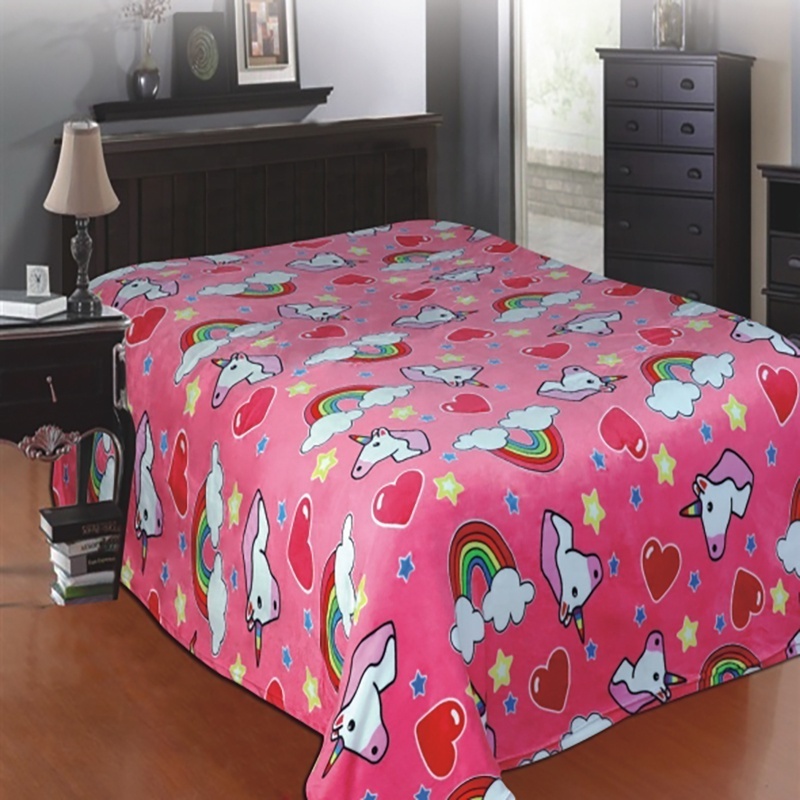 Wholesale Cartoon Children Kids Unicorn Bedding Blanket Twin Size Girls Throw Travel Blankets