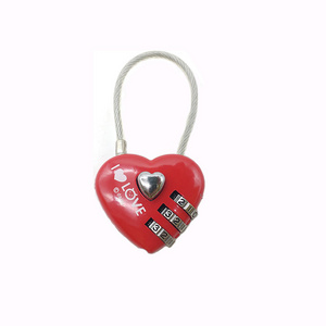 Resettable 3 Digit Travel Luggage Suitcase Lock Padlock Red Heart Wedding Favor Gifts Souvenir Steel Wire Metal Combination Lock