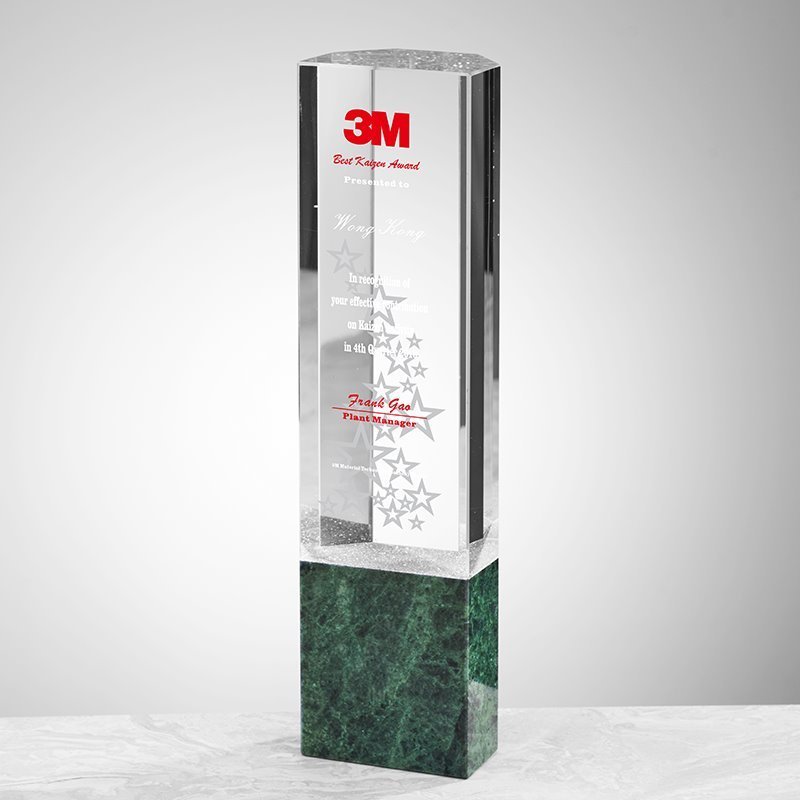 Custom Business Gift Solid Crystal Glass Acrylic Award Trophy Blank Marble Base Crystal Trophy