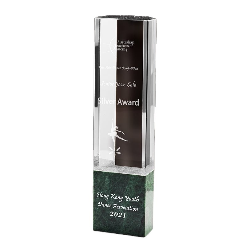 Custom Business Gift Solid Crystal Glass Acrylic Award Trophy Blank Marble Base Crystal Trophy