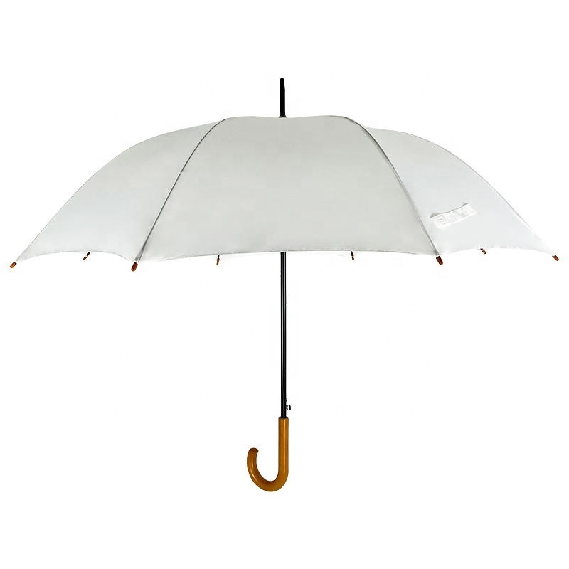 Semi Automatic Stick Rain Umbrellas Wood Handle Retro Style Paraguas With Logo Printing Straight Handle Cheap Rain Umbrellas