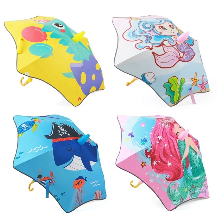 Rainbow Kids Umbrella Children Reflective Umbrella Holder For Home Cartoon Animal Head Umbrella