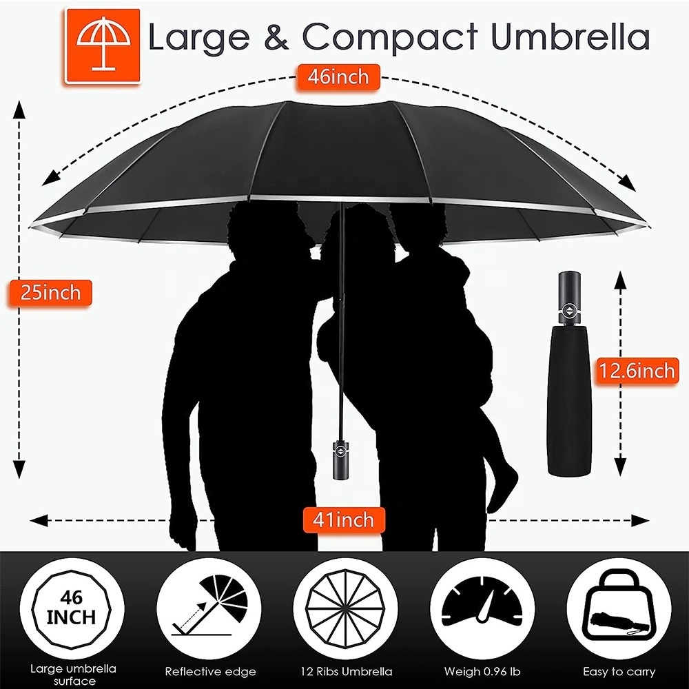 62 Inch Large Reverse Umbrella Down Umbrella Inside Capsule Umbrella With Led Light