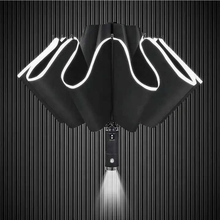 62 Inch Large Reverse Umbrella Down Umbrella Inside Capsule Umbrella With Led Light