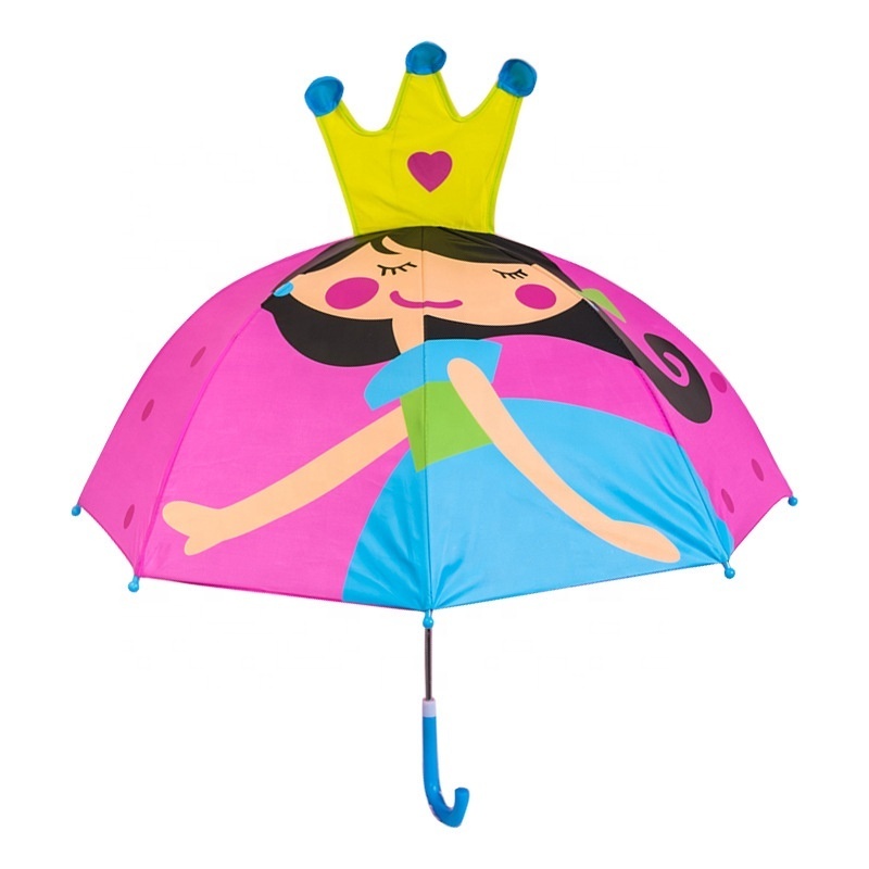 Kids Character Rain Umbrella Safety Design With Animal's Ears Cheap J Handle  Kids Cartoon Rain Umbrella