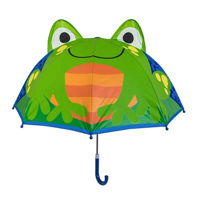 Kids Character Rain Umbrella Safety Design With Animal's Ears Cheap J Handle  Kids Cartoon Rain Umbrella