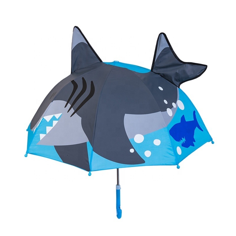 Kids Character Rain Umbrella Safety Design With Animal's Ears Cheap J Handle  Kids Cartoon Rain Umbrella