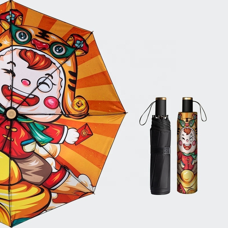 Black Coating Manual Umbrella Uv Magic Chinese Style 21 Inch 8 Bone Top Quality For Rain And Sun Middle Finger Umbrella