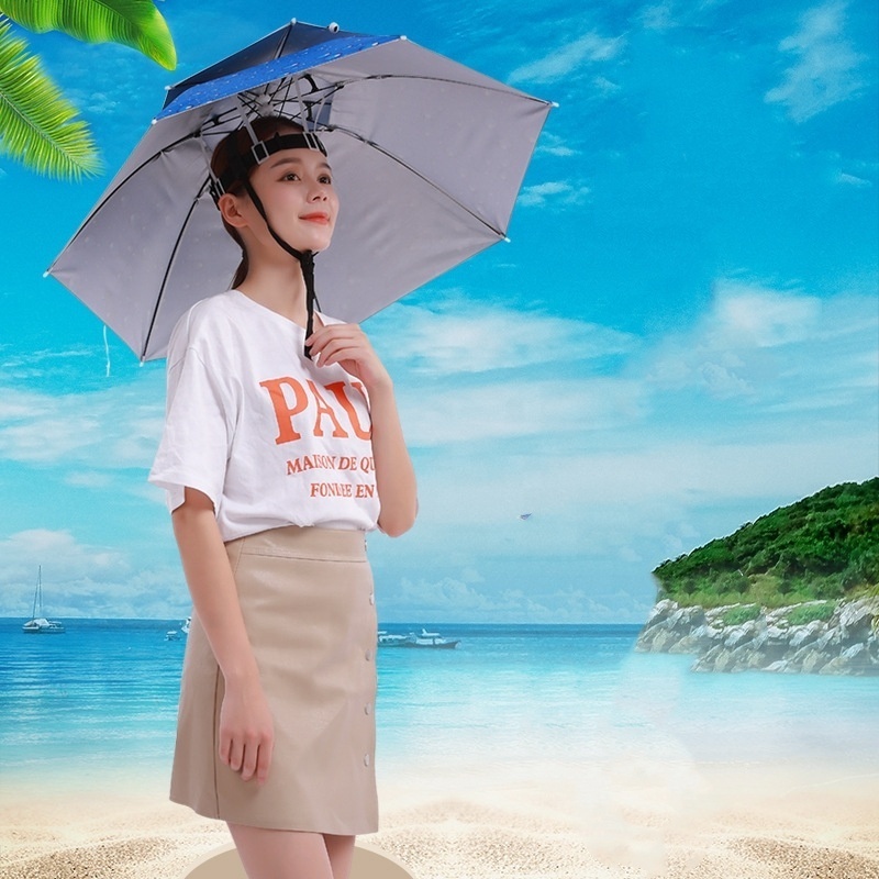 Umbrella Hat Double Canopy With Silver Coating Sun Uv Windproof Manual Open Cooling Fishing Umbrella