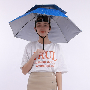 Umbrella Hat Double Canopy With Silver Coating Sun Uv Windproof Manual Open Cooling Fishing Umbrella