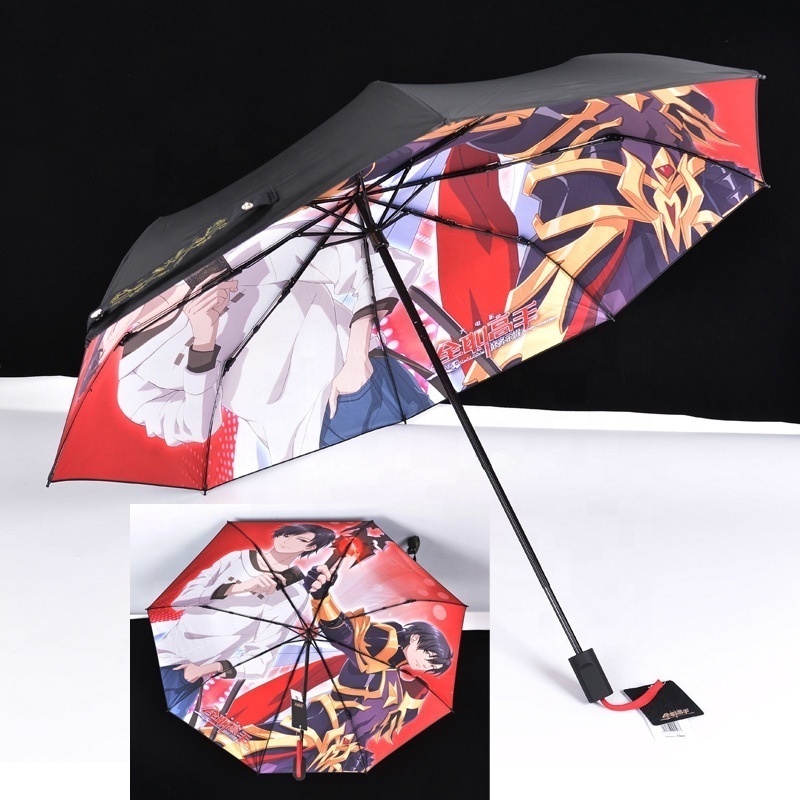 One Piece Anime Umbrella Digital Printed With Black Coated Colorful With Logo Printing Trendy Umbrellas