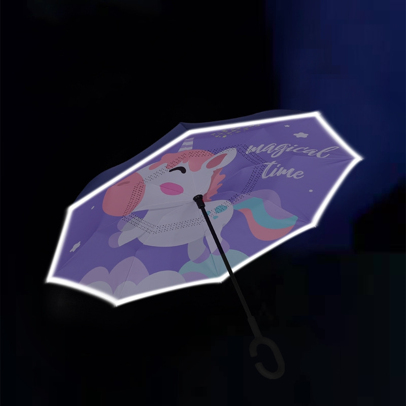 Custom Kids Gift C Shape Handle Upside Down Umbrella  with Cartoon Pattern Hot Selling Kids Umbrellas