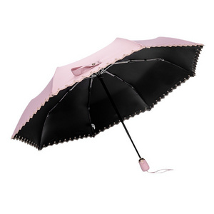 Rain Umbrella Logo Customized Design High Quality With Embroidered Lace Fully Automatic Pink Patio Umbrella