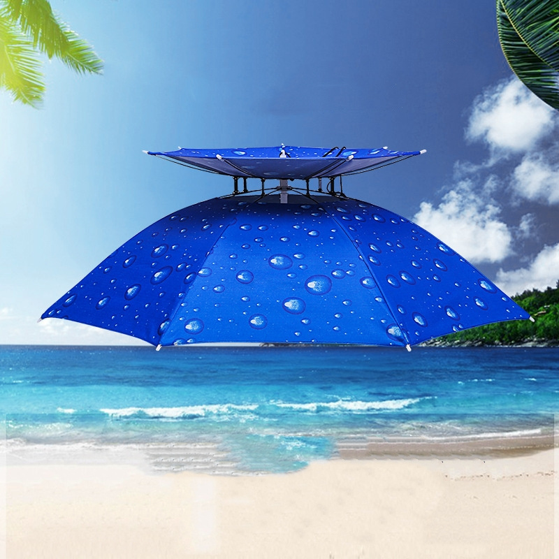 Uv Protection Sun And Rain Umbrella Hat Cheapest For Promotion Black Coating Umbrella Stock Lots