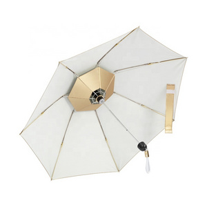 Built-In Fan Rain Fold Umbrellas Newest Design Foldable Sun Uv Windproof Umbrella With Flashlight