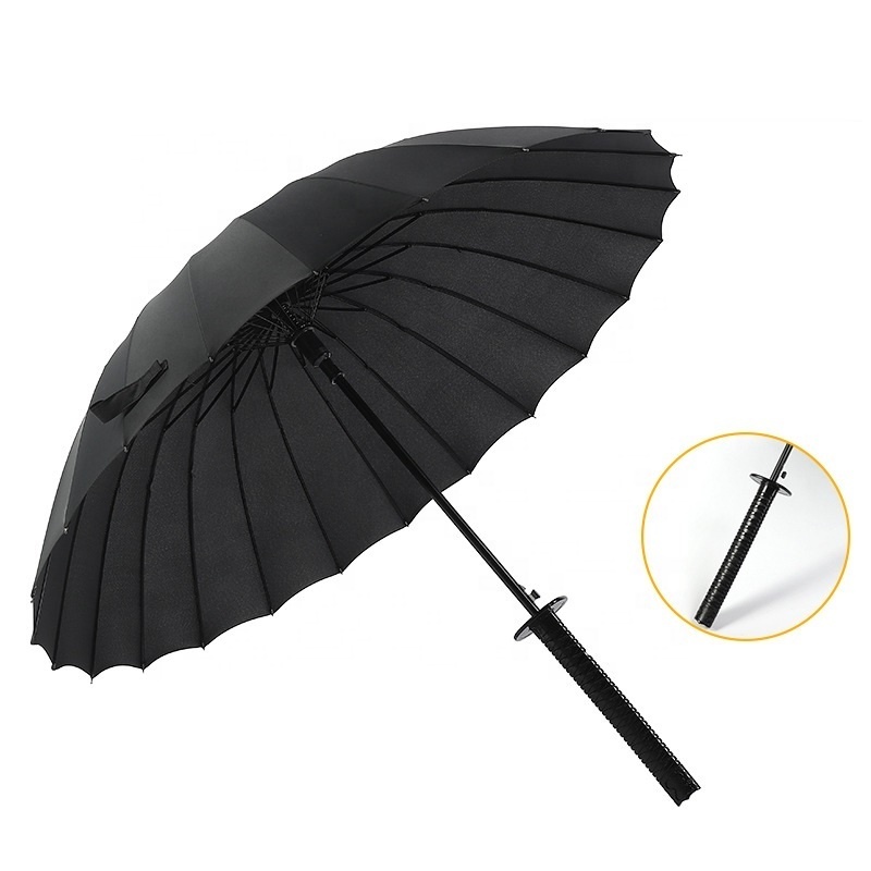 Rain Umbrellas For Sale With Creative  Sword Long Handle Export To Japan Top Quality Large Black Umbrella