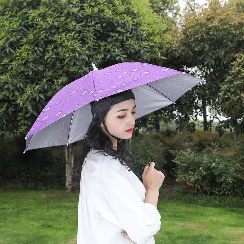 Lady'S Women Girl Fashion Hat Umbrella With Printed Pattern Uv Protection Sun And Rain Umbrella Hat