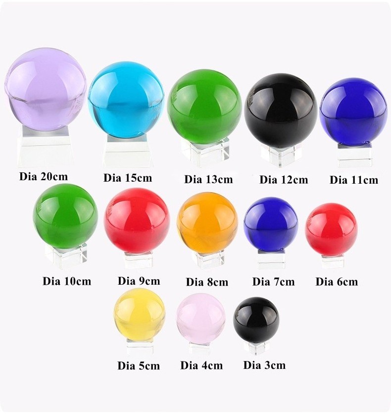 60mm 80mm 100mm Feng Shui Crystal Glass Ball with Stand Colorful Solid K9 Crystal Ball Souvenir