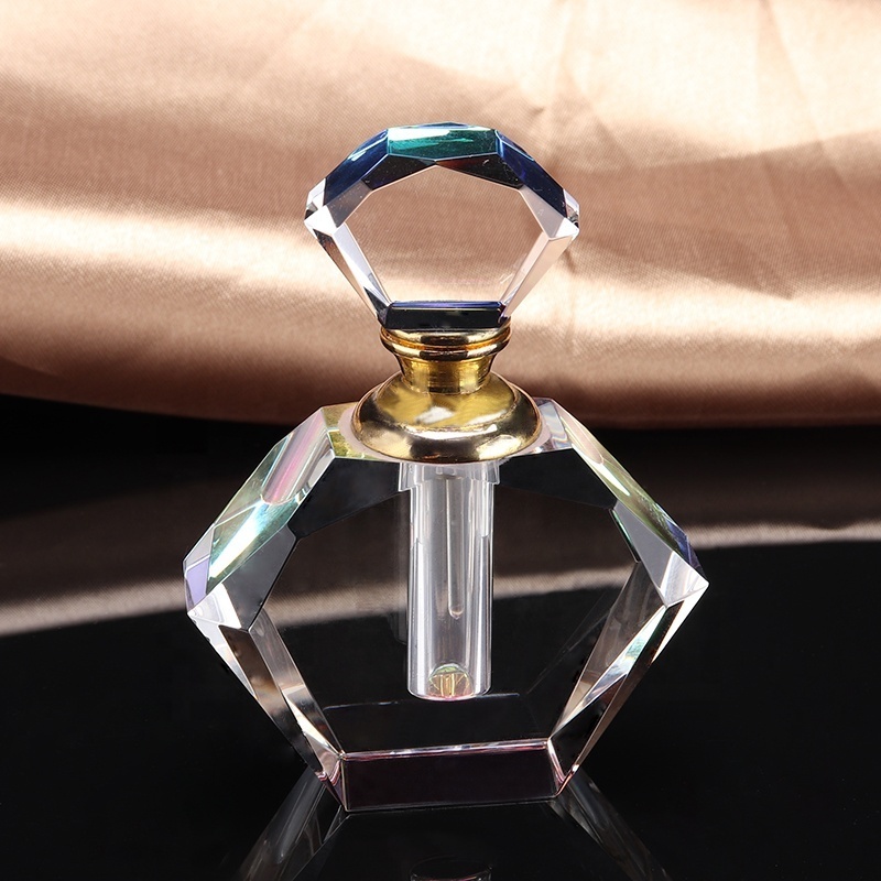 Wholesale Luxury 3ml oud perfume oil crystal bottle with glass sticker