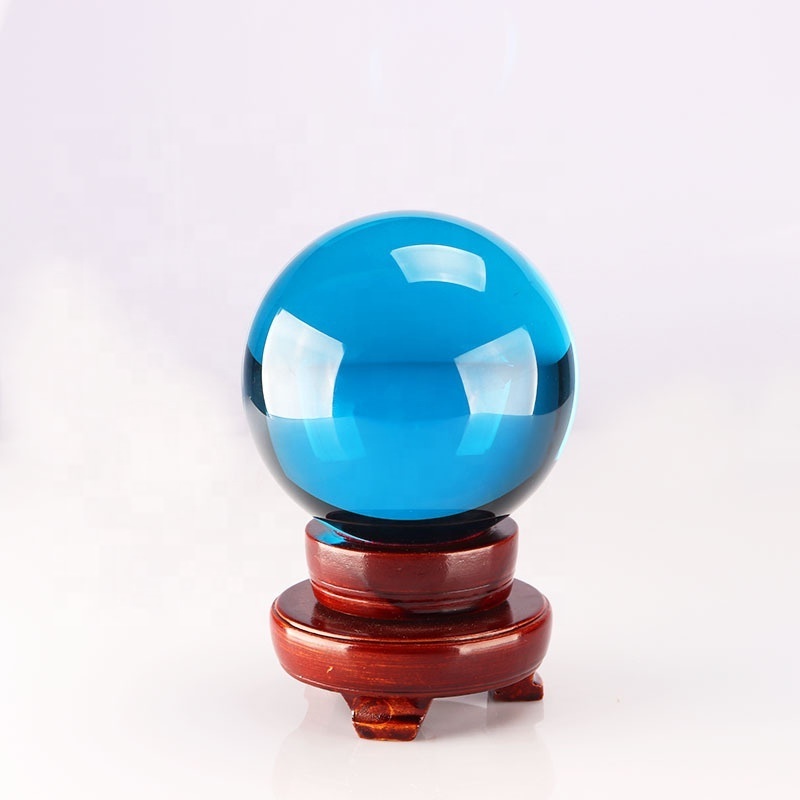 60mm 80mm 100mm Feng Shui Crystal Glass Ball with Stand Colorful Solid K9 Crystal Ball Souvenir