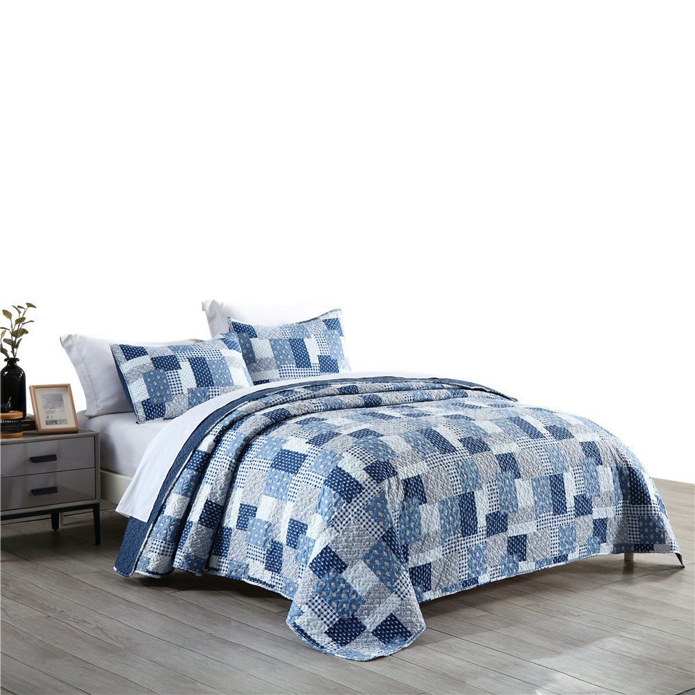 BORYARD Quilted Bedspread Set Printed Stitching Queen King Size Quilted Quilt Colchas