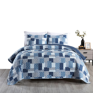 BORYARD Quilted Bedspread Set Printed Stitching Queen King Size Quilted Quilt Colchas