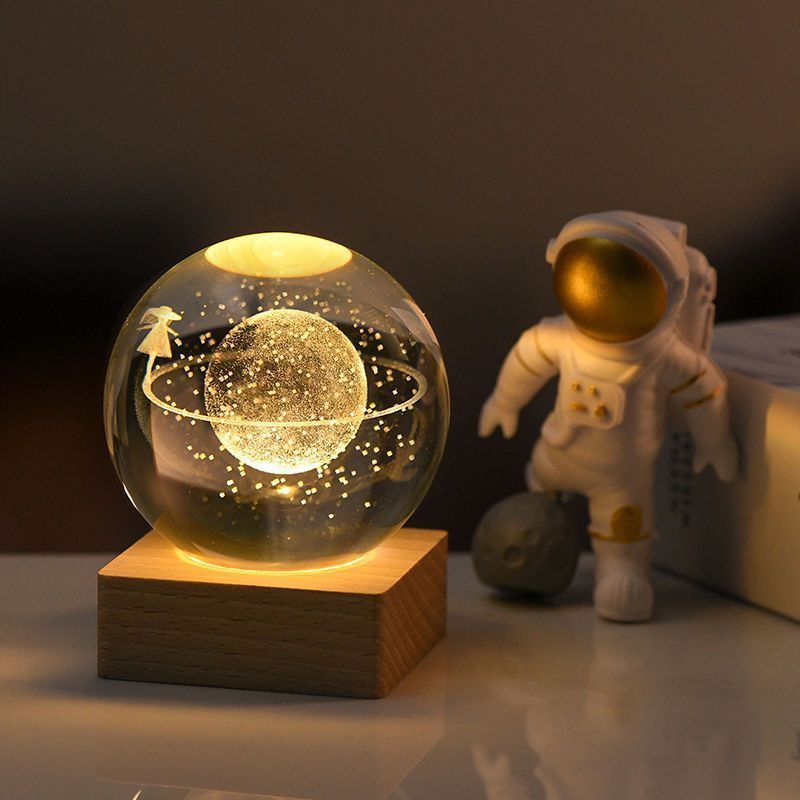 Creative luminous crystal ball decoration 3D carved starry sky girl tabletop nightlight gift birthday gift Christmas gift