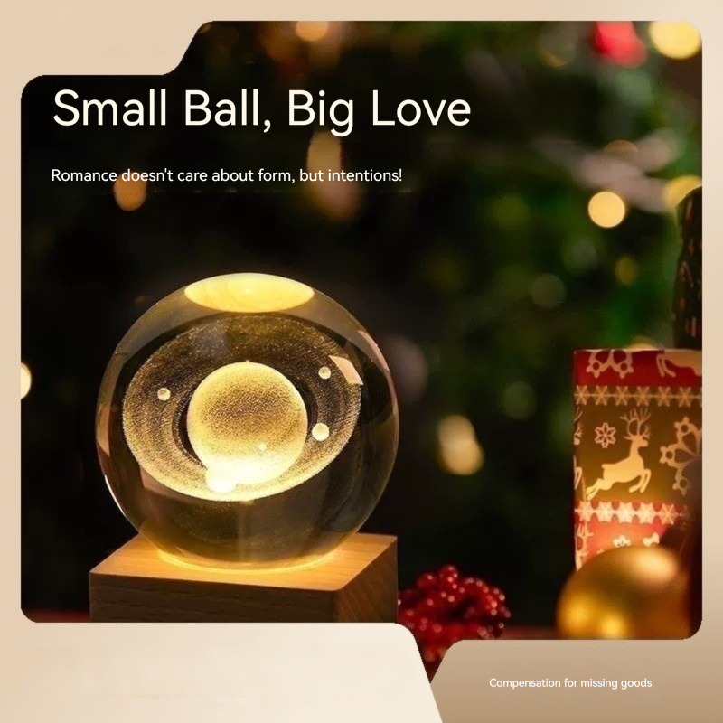 Creative luminous crystal ball decoration 3D carved starry sky girl tabletop nightlight gift birthday gift Christmas gift