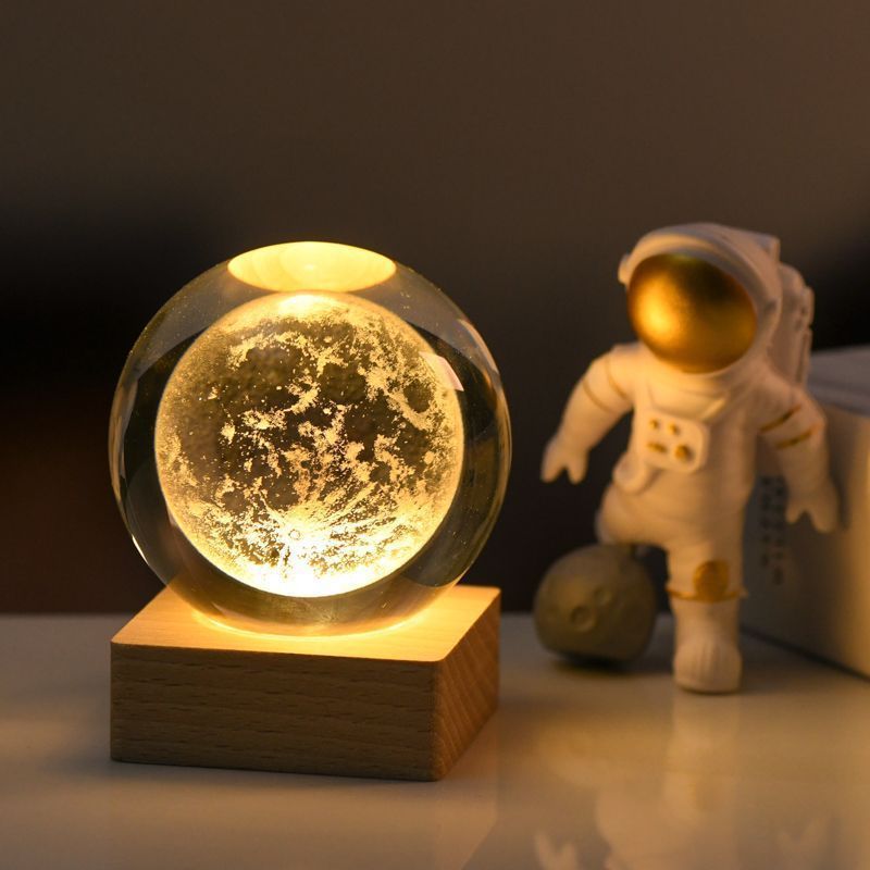 Creative luminous crystal ball decoration 3D carved starry sky girl tabletop nightlight gift birthday gift Christmas gift