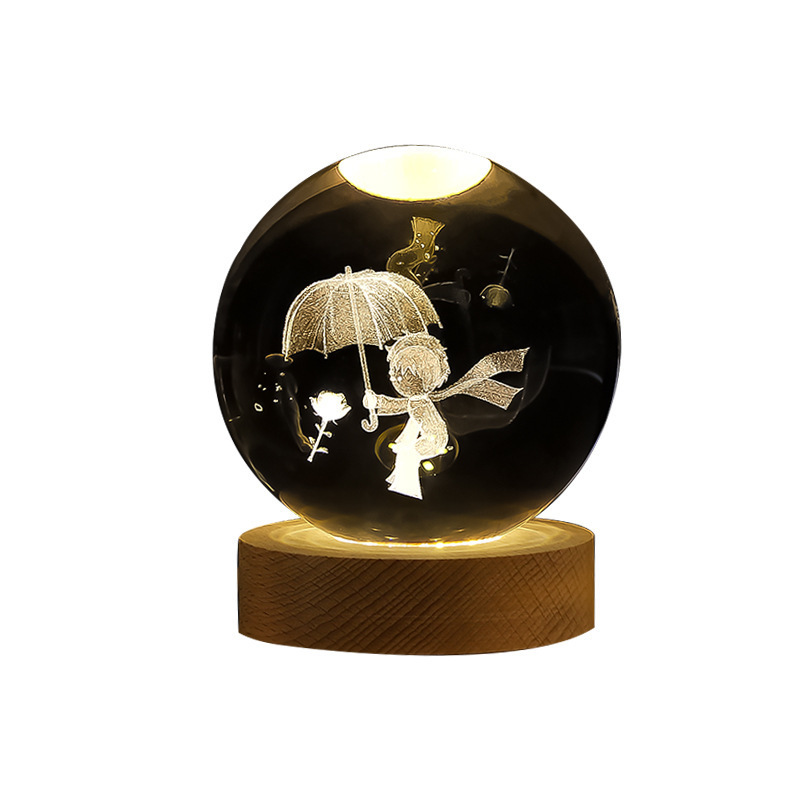 Creative luminous crystal ball decoration 3D carved starry sky girl tabletop nightlight gift birthday gift Christmas gift