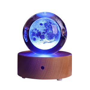 Creative Solar System Crystal ball Bluetooth music box color light engraved tabletop decoration Christmas gift