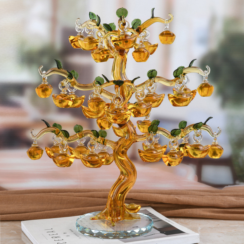 Crystal Ingot tree Cash tree living room TV cabinet decoration gift housewarming home furnishings money tree decoration