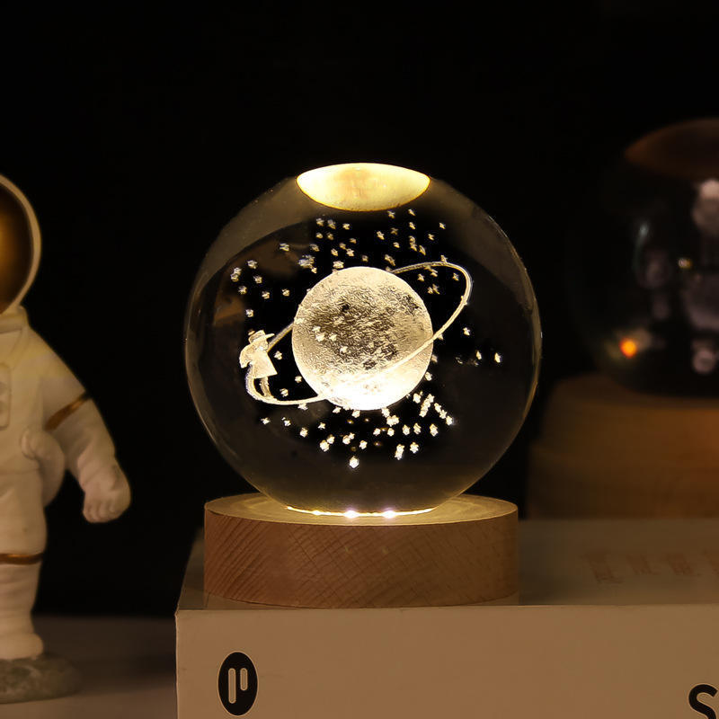 Creative luminous crystal ball decoration 3D carved starry sky girl tabletop nightlight birthday gift christmas Crystal crafts