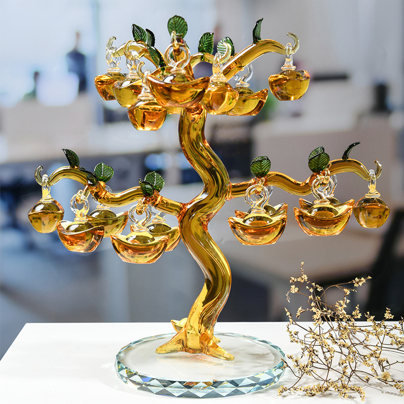 Crystal Ingot tree Cash tree living room TV cabinet decoration gift housewarming home furnishings money tree decoration