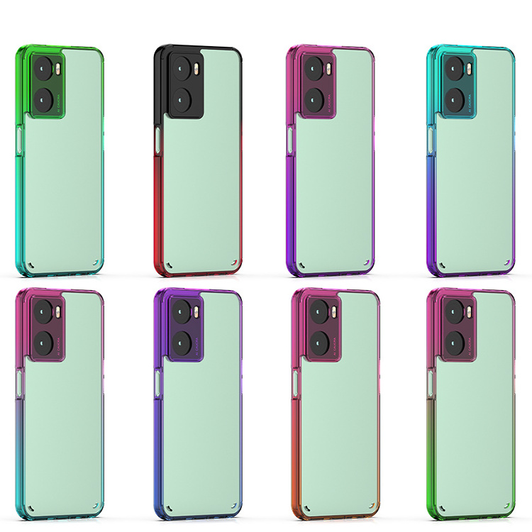 Factory price gradual change color transparent clear acrylic tpu mobile phone case for Oppo A77 4G A1x Find X6 Pro back cover